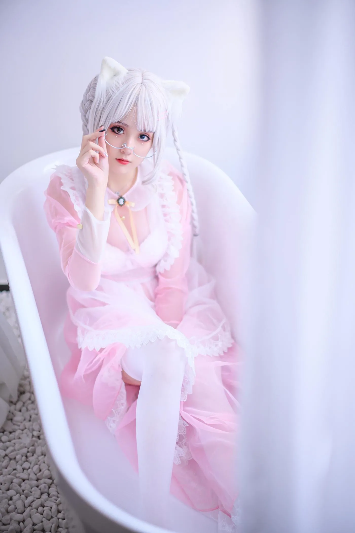 Akisoso秋楚楚 – NO.23 -粉色透明女仆 [21P]插图5
